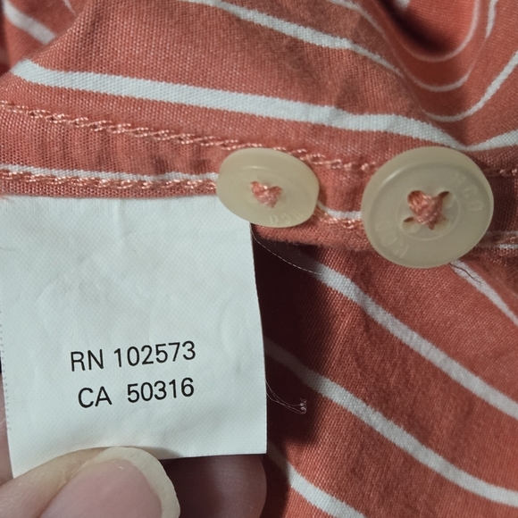 Hollister Cal. Men's Salmon Color 💯 Cotton Striped Button Up Long Sleeve Shirt - Picture 7 of 12